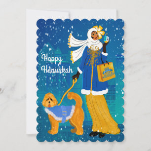 Cartão De Festividades Dama Art Nouveau com cachorro Doodle