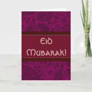 Cartão De Festividades Damasco indiano magenta Eid Mubarak
