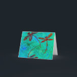 Cartão De Festividades Dança da libélula<br><div class="desc">Estas criaturas bonitas flitting sempre ao redor em meu quintal e esta imagem é uma versão de uma de minhas pinturas acrílicas originais. Fariam um presente fantástico para aqueles que adore libélulas.</div>