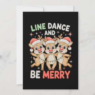 Cartão De Festividades Dança em Linha e Alegre Rena Natal