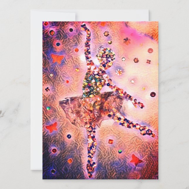 Cartão De Festividades Dançarina de Fada Rosa-Rosa-Ballerina (Frente)