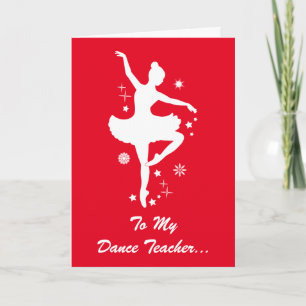 Cartão De Festividades Dance Teacher Happy Holidays Ballerina Silhouette