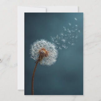 Cartão De Festividades Dandelion Greeting Card on a Blue Background