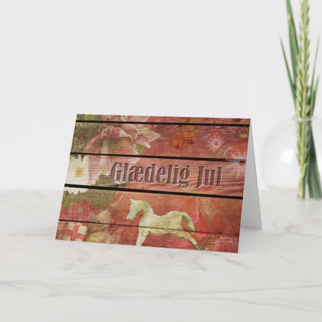 Cartão De Festividades Danish Glæ delig Jul sobre o Conselho de Natal de  (Frente)