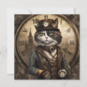 Cartão De Festividades Dapper Steampunk Calico Cat