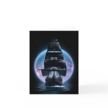 Dark Fantasy Velejando Navio Bon Voyage Card