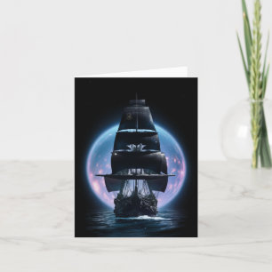 Cartão De Festividades Dark Fantasy Velejando Navio Bon Voyage Card