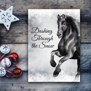 Cartão De Festividades Dashing Through the Snow Beauful Horse Christmas