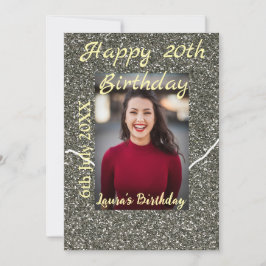 Cartão De Festividades Data de adição do 20 de do Silverglitter