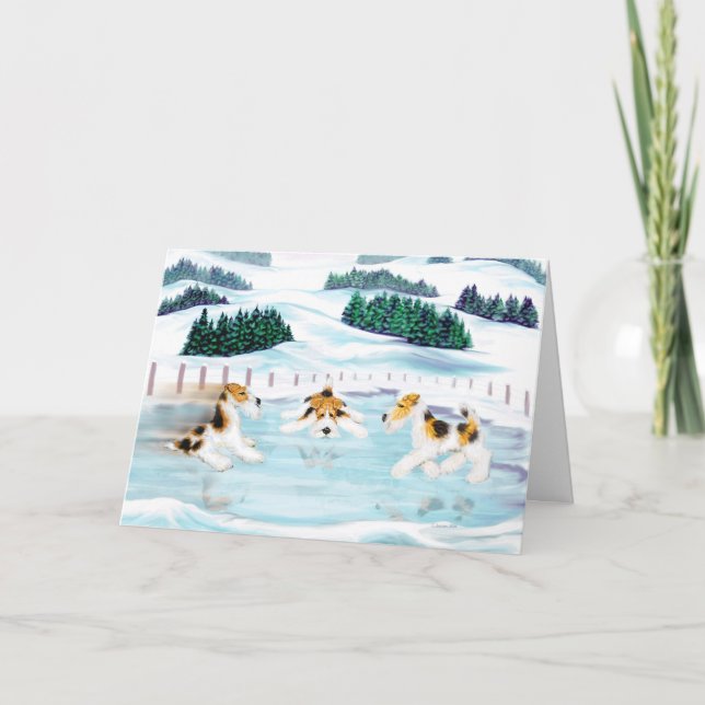 Cartão De Festividades Data do skate do Fox Terrier do fio (Frente)