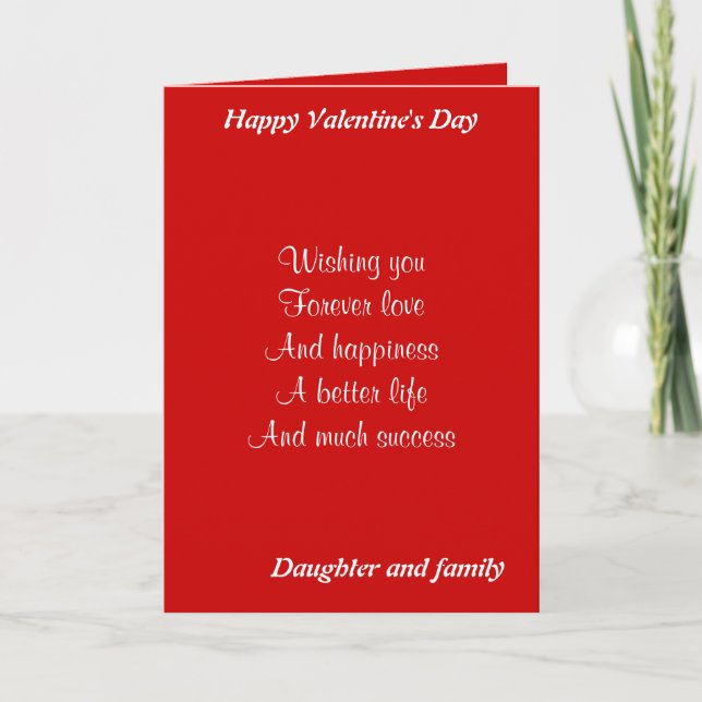 Cartão De Festividades Daughter and family valentine's day (Frente)