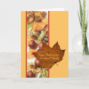 Cartão De Festividades Daughter & Family happy thanksgiving maple leaf a