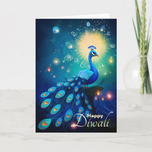 Cartão De Festividades Dazzling Diwali Delight: O verdadeiro 🦚 Peacock