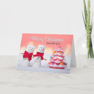 Cartão De Festividades De Ambos os Felizes Marshmallow Snowmen de Natal
