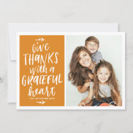 Cartão De Festividades Dê aos Obrigados uma foto grateful Heart Lettering