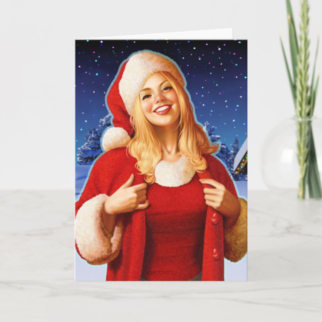 Cartão De Festividades De "ascendente próximo da noite Natal" (Frente)