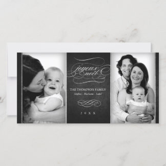 Cartão De Festividades De "cartão com fotos chique Joyeux Noël" do carvão