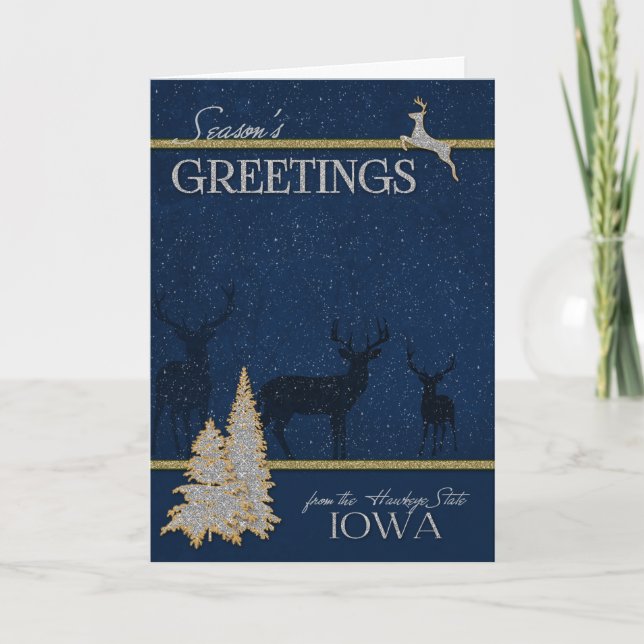 Cartão De Festividades de Iowa The Hawkeye State Christmas (Frente)