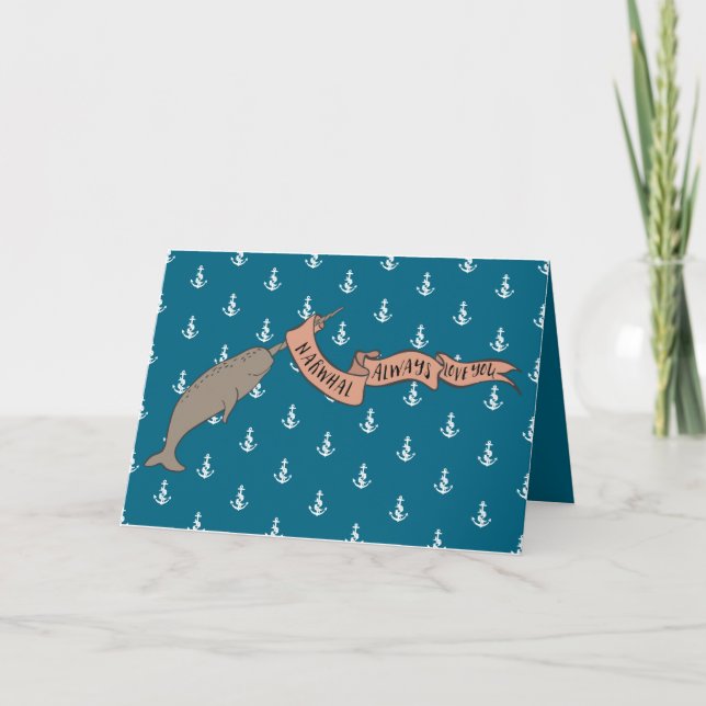 Cartão De Festividades De Narwhal amor que sempre você carda (Frente)