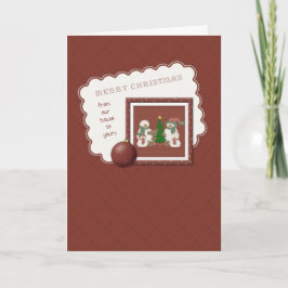 Cartão De Festividades De nossa casa - família dos bonecos de neve