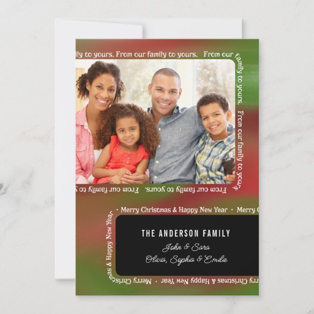 Cartão De Festividades De nossa família a seu cumprimento do Natal da (Frente)