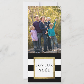 Cartão De Festividades De "Xmas preto & branco da foto Joyeux Noël" da