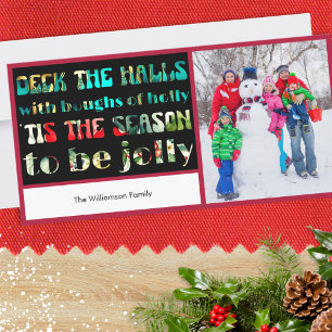 Cartão De Festividades Deck the Halls Colorful Letters 1 Foto Natal
