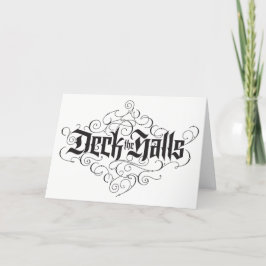 Cartão De Festividades Deck the Halls Luxury Lettering Elegante em Preto