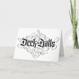 Cartão De Festividades Deck the Halls Luxury Lettering Elegante em Preto