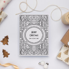 Cartão De Festividades Deco de arte branca e negra Feliz Natal