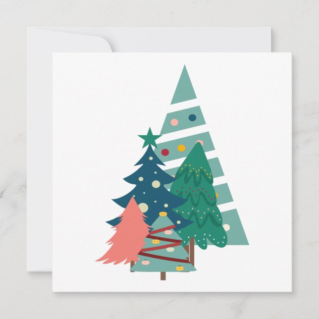 Cartão De Festividades Decoração de Festas com Árvores de Natal (Frente)