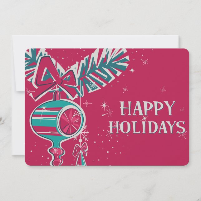 Cartão De Festividades Decoração de Natal no Moderno do Meio século (Frente)