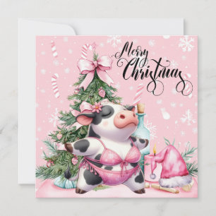 Cartão De Festividades Decoração de Natal Rosa de Yoga