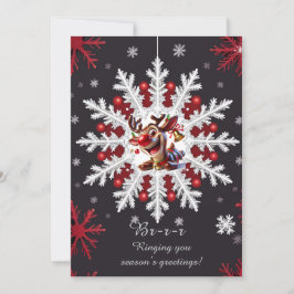 Cartão De Festividades Decoração do Floco de Neve Natal com Acentos Verme