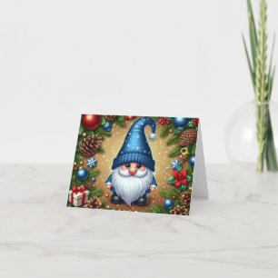 Cartão De Festividades Decorações Festivas de Natal com Gnome 