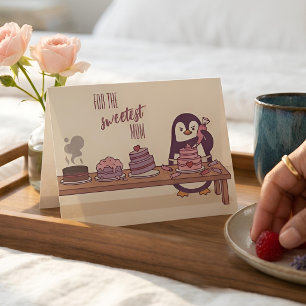 Cartão De Festividades Decorador de Bolo de Pinguim   Mãe Mais Doce