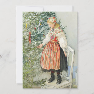 Cartão De Festividades Decorando a Árvore de Natal - Carl Larsson