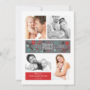 Cartão De Festividades Decorative Banner Multi Photo Holiday Card