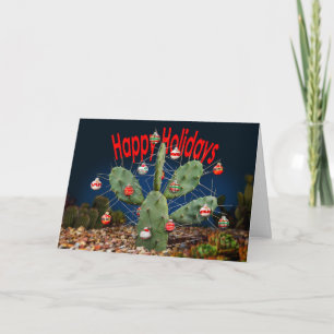 Cartão De Festividades Decore sua Árvore de Cactus - Felizes Festas