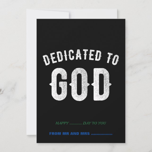 CARTÃO DE FESTIVIDADES DEDICADO A DEUS TEXTO BRANCO LEGAL PERSONALIZÁVEL (Frente)