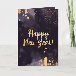 Cartão De Festividades Deep Purple Strokes-New Year's Card