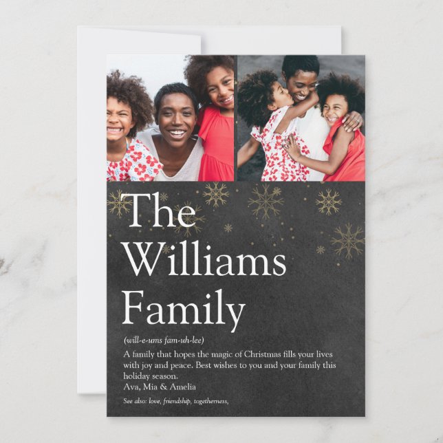 Cartão De Festividades Definição de Família no Quadro de Giz Natalino (Frente)