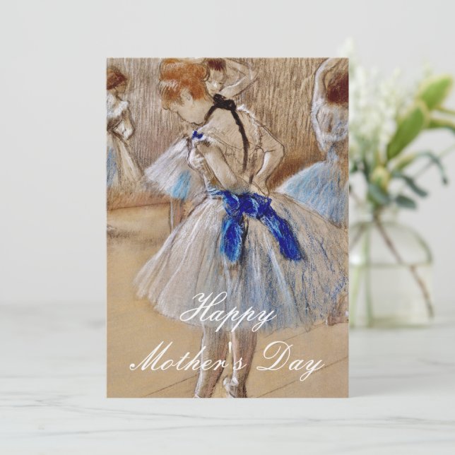 Cartão De Festividades Degas Dancer com Faixa Azul (Em pé/Frente)