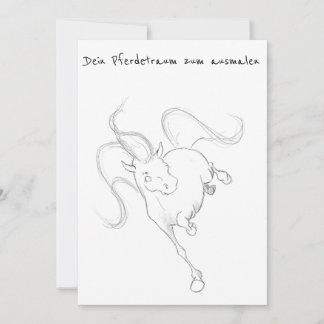 Cartão De Festividades Dein Traumpferd zum ausmalen, Geburtstagskarte