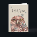 Cartão De Festividades Deixais lhe para nevar coruja do Natal do<br><div class="desc">O cumprimento do Natal,  deixou-a nevar com flocos de neve e uns animais selvagens Burrowing de vista mal-humorados do pássaro da coruja da aguarela do divertimento,  natureza,  animal   dentro do verso: ou não.  Tenha um Natal maravilhoso morno para aqueles que não gostam realmente do inverno e da neve.</div>