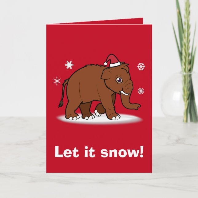 Cartão De Festividades Deixais lhe para nevar Natal com Mammoth. Woolly (Frente)
