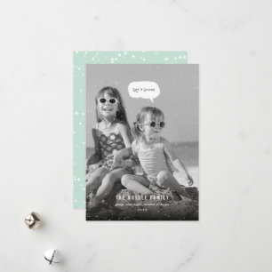 Cartão De Festividades Deixe-A Neve Quente Engraçada Foto Tropical Praia