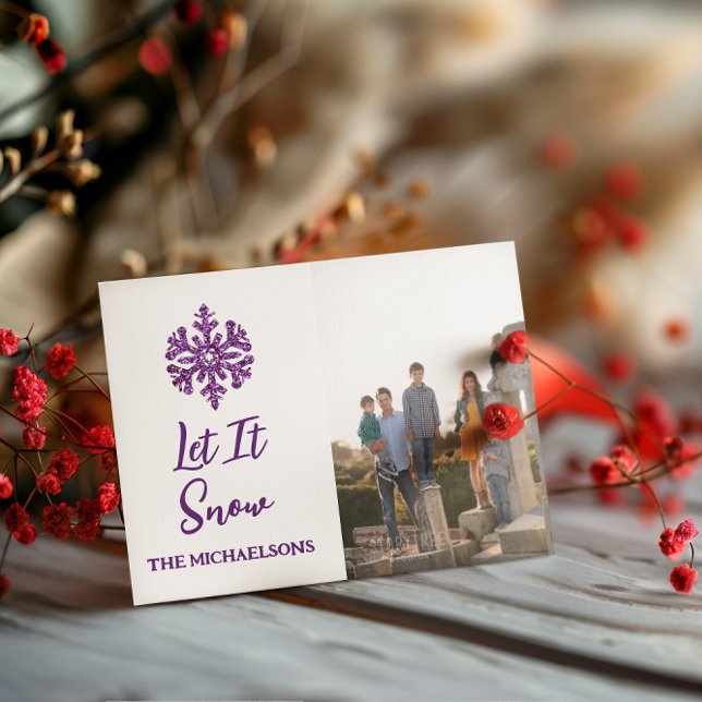 Cartão De Festividades Deixe-A Neves Púrpura Floco de Neve (Criador carregado)