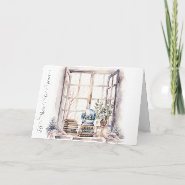 Cartão De Festividades Deixe Haver Paz Globo de Neve (Frente)