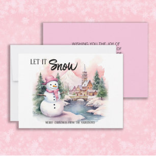 Cartão De Festividades Deixe Nevar Boneco de Neve Natal Feriado
